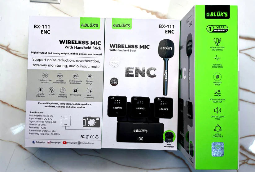 BLUX BX-111 ENC Wireless Microphone with Handheld Stick