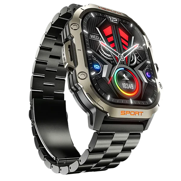 RONiN R-013 Rugged Smart Watch 2.01" AMOLED Display | Always-On Display | Bluetooth Calling | Heart Rate & SpO2 Monitoring | IP67