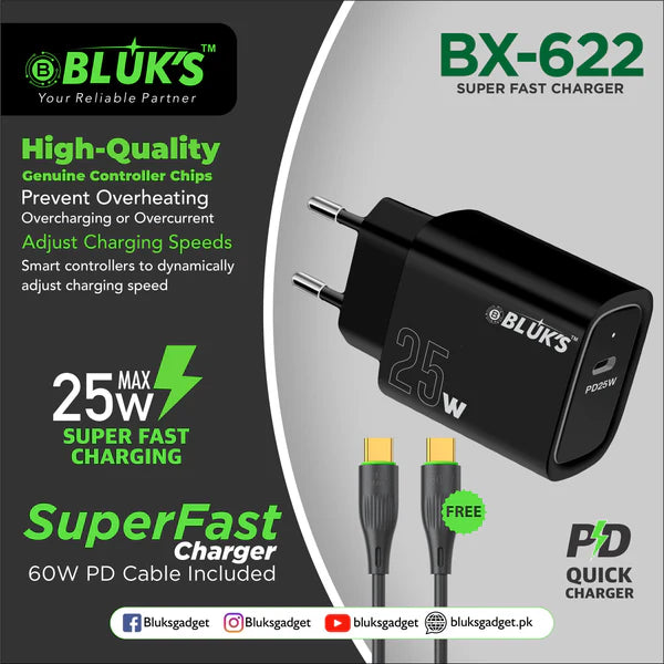 BLUX BX-622 Fast Charger – Compact USB Wall Charger